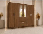 Luxury 6 Door Wardrobe with Stylish Handles and Mirror Design - Image 2