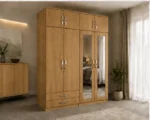 Modern Mirrored 4 Door Wardrobe with Spacious Drawer Storage - Image 3