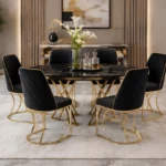Elegant Dining Table and Chair Set | Spacious 6 Seater Family Dining Furniture