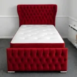 Burgundy Red Oxford Single Bed – Premium Upholstered Frame with Mattress