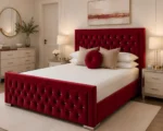 Crimson Red Hilton 5ft King Bed – Elegant Tufted Headboard with Mattress - Image 5