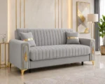 Grey Fluted 3 Seater Sofa –  Luxury Turkish Sofa