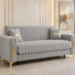 Grey Fluted 3 Seater Sofa –  Luxury Turkish Sofa