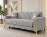 Grey Fluted 3 Seater Sofa –  Luxury Turkish Sofa - Image 5