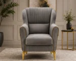 ERVA Luxury Arm Chair – Plush Velvet Fluted Accent Chair with Gold Metal Feet - Image 4