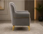 ERVA Luxury Arm Chair – Plush Velvet Fluted Accent Chair with Gold Metal Feet - Image 3