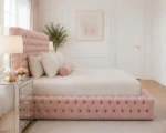 Dusty Pink Ambassador Double Bed – Luxury Upholstered Design - Image 3