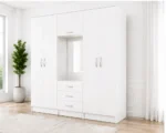 Premium White Mirrored Wardrobe – Spacious Six Door Storage for Modern Homes - Image 2