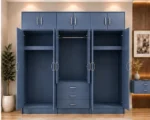 Deep Blue Bedroom Wardrobe with Full Length Mirrors – Elegant Storage Design - Image 3