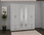 Luxury 6 Door Mirrored Wardrobe with Generous Storage Space | Premium Modern Bedroom Wardrobe with Drawers and Internal Shelves - Image 5