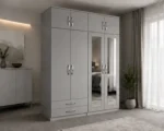 4 Door Wardrobe with 4 Drawers & 2 Mirrors – Modern Bedroom Storage - Image 3