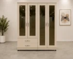 Modern 4 Door Mirrored Wardrobe with 4 Integrated Mirrors and 2 Convenient Storage Drawers