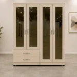 Modern 4 Door Mirrored Wardrobe with 4 Integrated Mirrors and 2 Convenient Storage Drawers