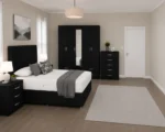 Premium King Size Bed Bedroom Set – Five Door Wardrobe with Four Bottom Drawers – Chest of Five Drawers & Two Bedside Tables - Image 2