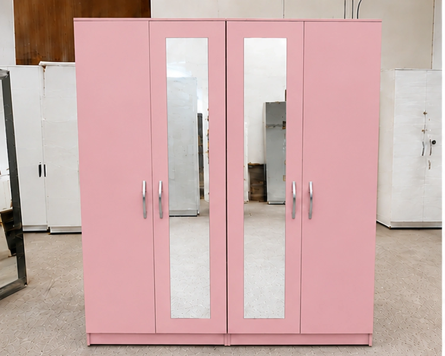 Sophisticated Closet Design 4 Door Wardrobe with Full-Length Mirrors – Modern Spacious Bedroom Storage Furniture - Image 1