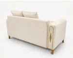 Luxury Turkish Sofa – Cream Fluted 3 Seater Sofa with Gold Accents - Image 3