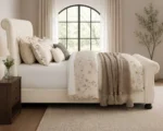 Contemporary Velvet King Size Sleigh Bed - 5ft Bed Frame - King Bed with Mattress - Image 6