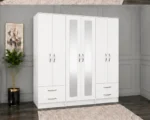 Premium Bedroom Wardrobe with 6 Doors and Storage Drawers | Contemporary Mirrored Wardrobe for Stylish and Organised Bedrooms - Image 5