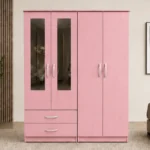 Elegant Modern Wardrobe with 4 Doors, 2 Mirror Panels and 2 Drawer Units