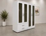 Premium 4 Door Wardrobe with 4 Mirror Panels and 2 Spacious Storage Drawers for Bedroom - Image 2