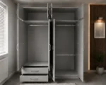 4 Door Wardrobe with 4 Drawers & 2 Mirrors – Modern Bedroom Storage - Image 4