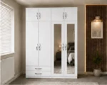 4 Door Bedroom Wardrobe with 4 Drawers and 2 Long Mirrors