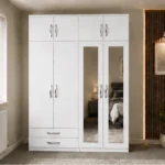 4 Door Bedroom Wardrobe with 4 Drawers and 2 Long Mirrors