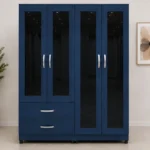 Luxury 4 Door Bedroom Wardrobe with 4 Mirrors, 2 Spacious Drawers and Ample Storage Space