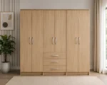 Modern Spacious Wardrobe with Drawers Six Door Design for Complete Storage