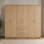Modern Spacious Wardrobe with Drawers Six Door Design for Complete Storage