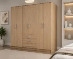 Modern Spacious Wardrobe with Drawers Six Door Design for Complete Storage - Image 3