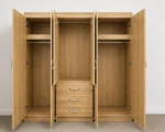 Modern 6 Door Oak Colour Wardrobe with 3 Drawers & 2 Mirrors  –  Bedroom Storage Cabinet - Image 5