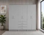 6 Door Wardrobe with 3 Storage Drawers Stylish and Functional Bedroom Furniture