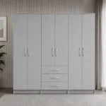 6 Door Wardrobe with 3 Storage Drawers Stylish and Functional Bedroom Furniture