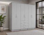 6 Door Wardrobe with 3 Storage Drawers Stylish and Functional Bedroom Furniture - Image 2