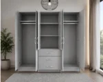 6 Door Wardrobe with 3 Storage Drawers Stylish and Functional Bedroom Furniture - Image 4