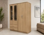Contemporary 4 Door Wardrobe with 2 Mirrored Sections and 2 Built-In Drawers