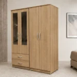 Contemporary 4 Door Wardrobe with 2 Mirrored Sections and 2 Built-In Drawers