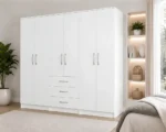 Complete 6 Door Wardrobe with 3 Drawers Spacious and Stylish Bedroom Storage - Image 3