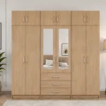 Premium 6 Door Wardrobe with Double Mirrors Generous Storage & 6 Bottom Drawers
