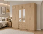 Premium 6 Door Wardrobe with Double Mirrors Generous Storage & 6 Bottom Drawers - Image 2
