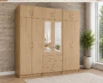 Premium 6 Door Wardrobe with Double Mirrors Generous Storage & 6 Bottom Drawers - Image 3
