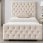 Classic Cream Luxury Single Bed Frame - Florida Velvet 3ft Bed