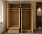 Modern Mirrored 4 Door Wardrobe with Spacious Drawer Storage - Image 4