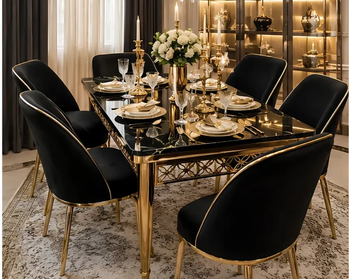 Elegant Dining Table with 6 Chairs Set – Beautiful Dining Furniture for a Comfortable and Modern Dining Space