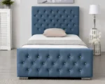 Designer Blue Florida Single Bed with Mattress - Premium Upholstered Bed