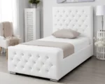 Elegant White Single Bed Frame -Florida 3ft Upholstered Bed-90 × 190 cm Bed-Bed with Mattress - Image 2
