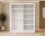 Contemporary Bedroom Sliding Wardrobe with Full-Length Mirror – Premium Storage Cabinet Featuring 2 Sliding Doors, Spacious Shelves, Hanging Rails and Elegant Modern Design - Image 5