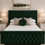 Emerald Green Hilton Double Bed – Premium Upholstered 4ft 6in Bed with Mattress