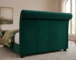Dark Green Emperor Bed Frame 200 × 200 cm - Luxury Velvet Sleigh Bed - Image 6